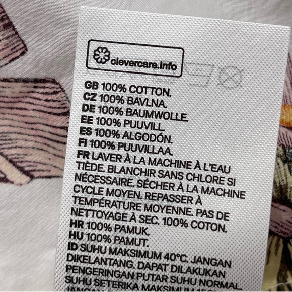 Desmond & Dempsey x H&M XS Cotton Banana Leaf Print Button Dress Puff Sleeve - Picture 14 of 15